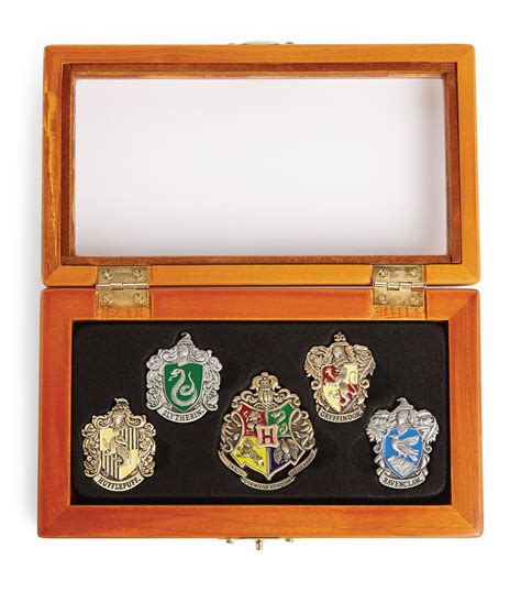 harry potter hogwarts house metal pin badge set|noble collection harry potter pins.